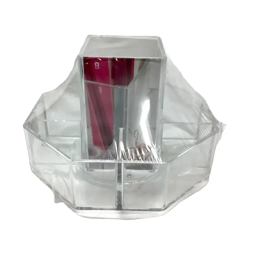 Circular Multi Compartment Plastic Rotating Organizer, Clear